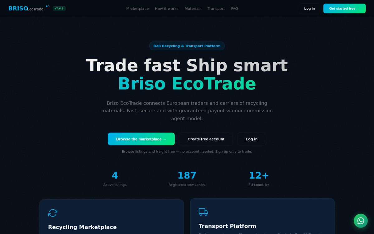 Screenshot van Briso EcoTrade
